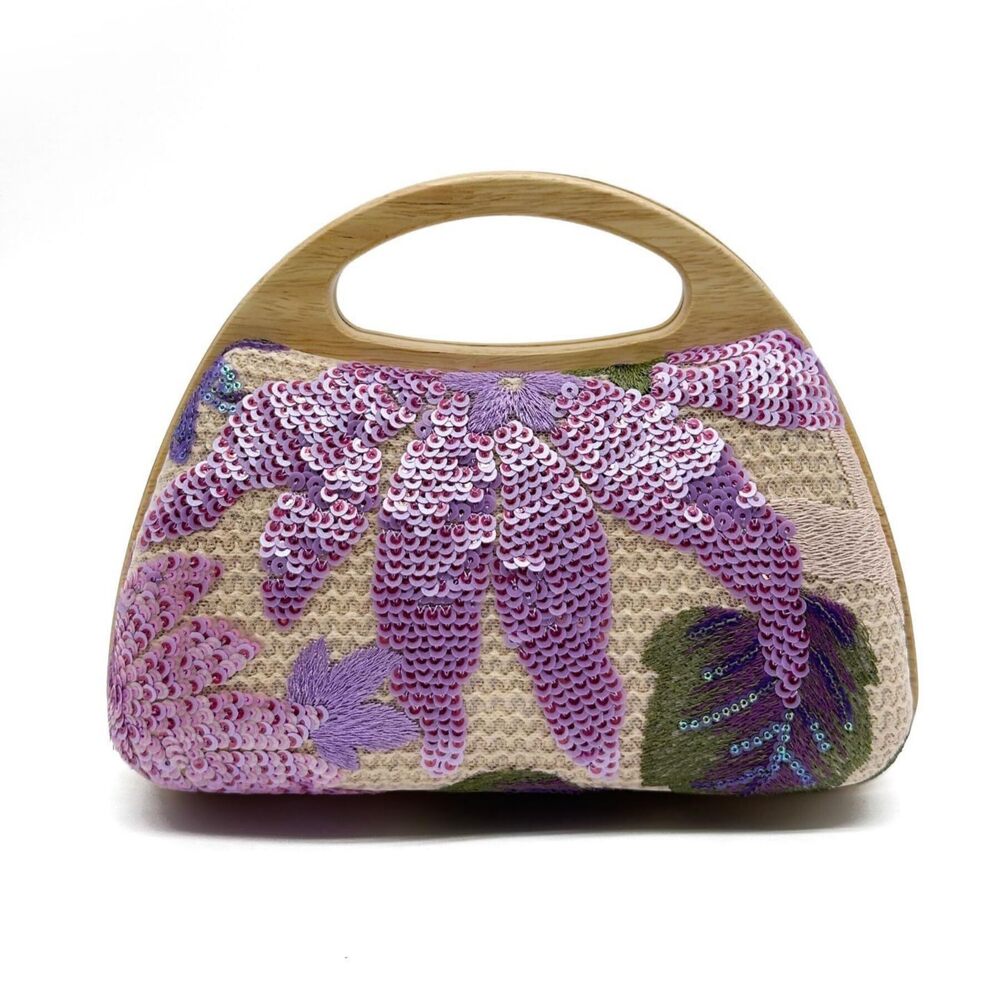 2315 Sequins Flowers Evening Bag Purse Clutch , Bohemian Handmade Woven Bag
